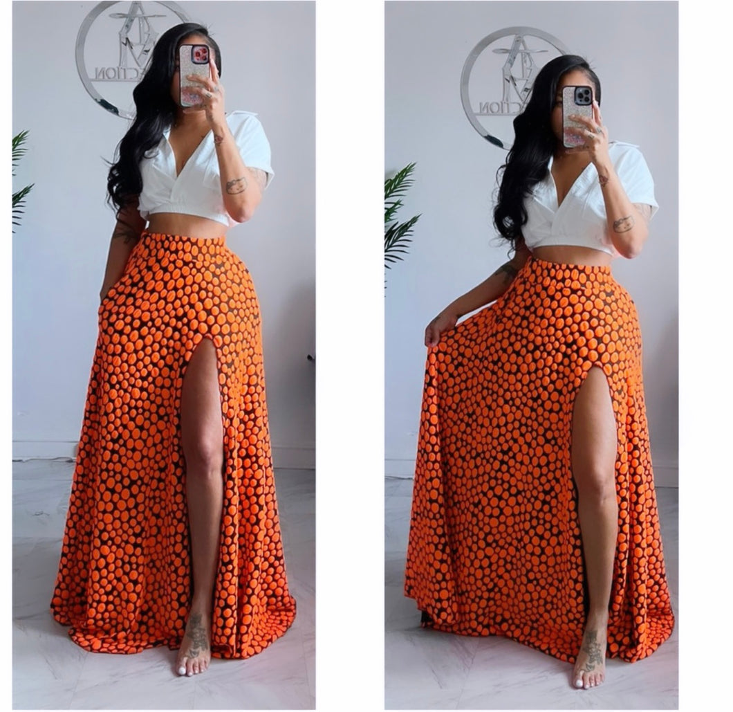 black and orange 3D skirt