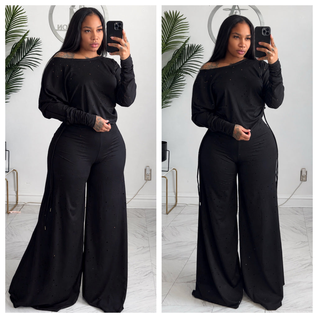 Black textured Alli set