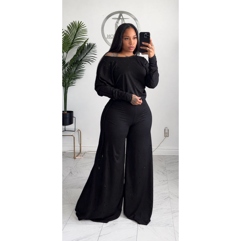 Black textured Alli set