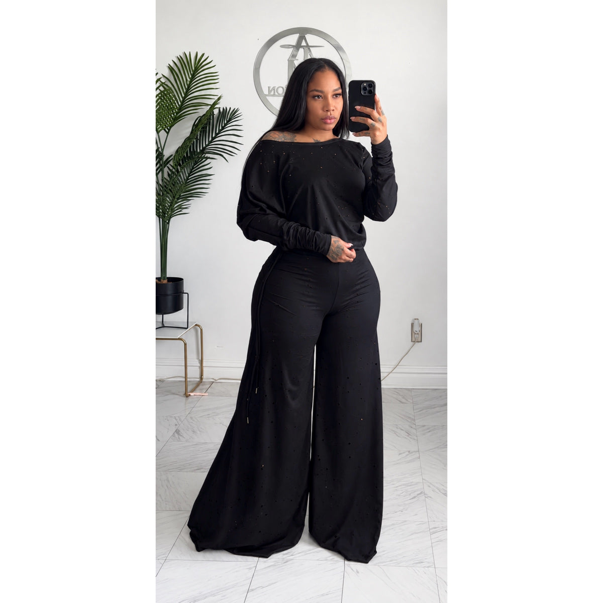 Black textured Alli set