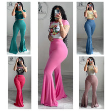 Load image into Gallery viewer, Bright Ribbed super wide bell bottoms
