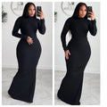 Black ribbed mermaid dress and beanie
