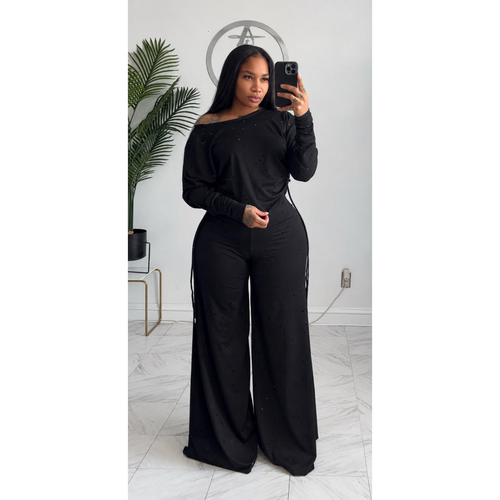 Black textured Alli set