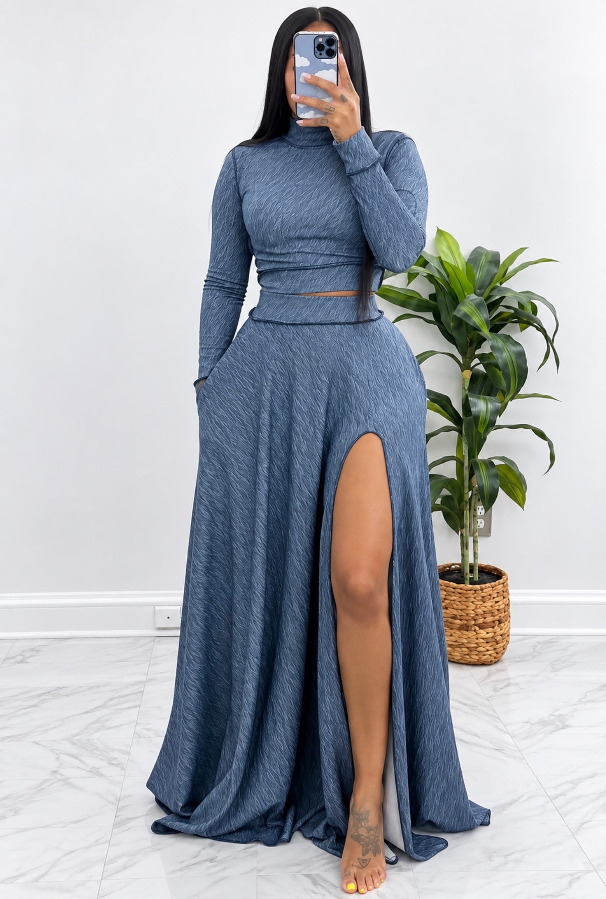 Denim look expose skirt
